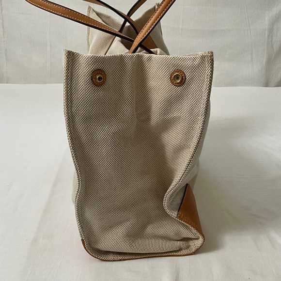 TORY BURCH Canvas & Leather Ella Tote Beige Natural - Picture 4 of 16